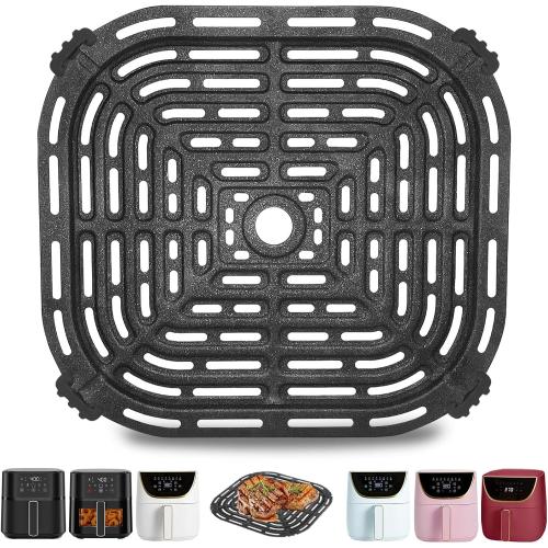 Air Fryer Grill Pan for Chefman 6QT Paris Hilton 6 Quart 8 in 1 Air Fryer, 8.85×8.2'' Food Grade Nonstick Replacement Rack Parts Tray Grill Crisper Plate for Paris Hilton Air Fryer, Dishwasher Safe