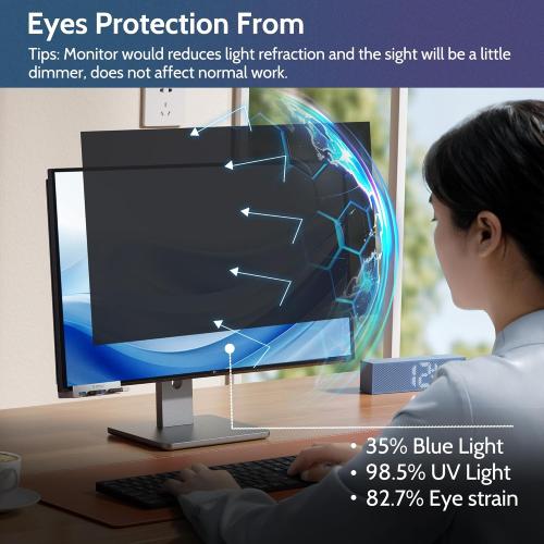 TINTED SCREEN Computer Privacy Screen, 27 Inch Privacy Screen for Monitor, Anti-Glare & Privacy Filters, Easy Installation, Screen Shield with 16:9 Aspect Ratio