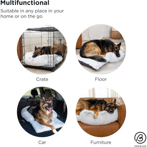 Best Friends by Sheri Nap Mat Dog Bed with Bolster - Washable Crate Pad, Removable Cover, Frost, Large, 36x21