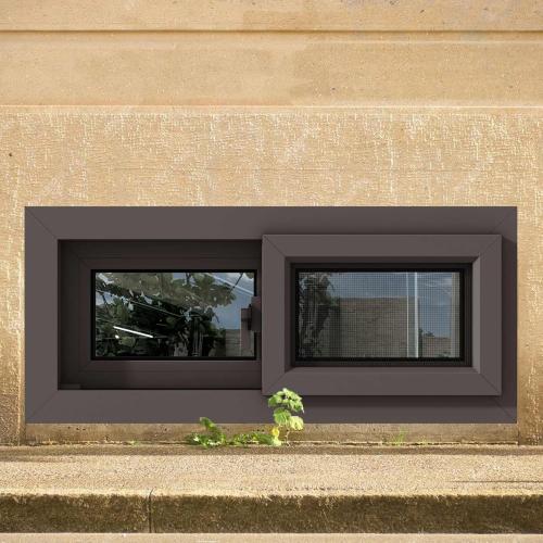 Vinyl Basement Slider Window,32 x 16 Basement Window,Removable Sliding Windows with Screen Windows，Featuring Double-Pane Insulated with Thermal Insulation Soundproof Glass（Brown）