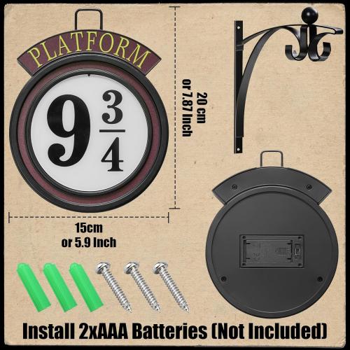 Platform 9 3/4 Sign Light,Movies Metal Wall Hanging Platform Sign Decorative Novelty Light, Room Party Decoration Vintage Hanging Night Light
