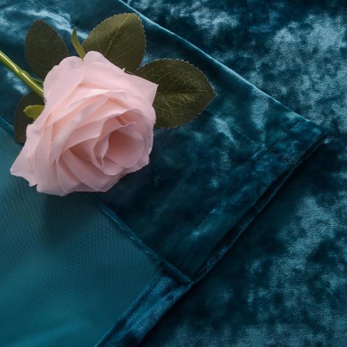 2pcs Size 52x63 Color Blue Luxury Crushed Print Peacock Velvet Curtains 63 inches Long Rod Pocket Thermal Insulated Blackout Window Drapes for Living Room/Bedroom/Dining Room, W52 x L63, 2 Pcs