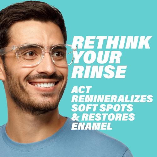 ACT Restoring Anticavity Fluoride Mouthwash with Zero Alcohol, Repairs Enamel & Strengthens Teeth, Mint Burst, 33.8 fl. oz., 2 pk