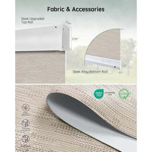 Yoolax Motorized Blinds with Remote, 100% Blackout Smart Blinds for Bedroom Home Office, Automatic Roller Window Shades Work with Alexa Voice Control, with Valance (Jacquard Coffee, 36 W x 72 H)
