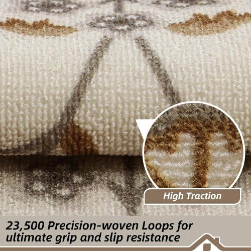 BEQHAUSE Stair Treads for Wooden Steps Non-Slip Machine Washable Carpet Stair Treads 8X30 Soft Indoor Stair Runner for Kids Elders and Pets, 100% Polyester, TPE Backing, 15pcs, Brown/Grey
