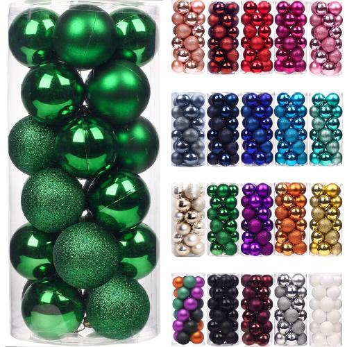 Mini Christmas Balls Ornaments for Xmas Tree - 1.2 Inch Small Shatterproof Christmas Tree Decorations Hanging Ball for Holiday Wedding Party Decoration Dark Green