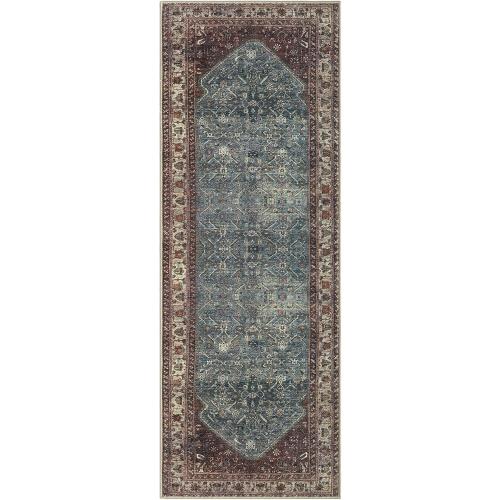 Keen Home Design 30x144 Rug - Machine Washable Runner with Non-Slip Backing, Ideal for Hallway, Entryway, Kitchen, Laundry Room - Vintage, Easy Clean, Durable, Low Pile Rug - (2'6 x 12')