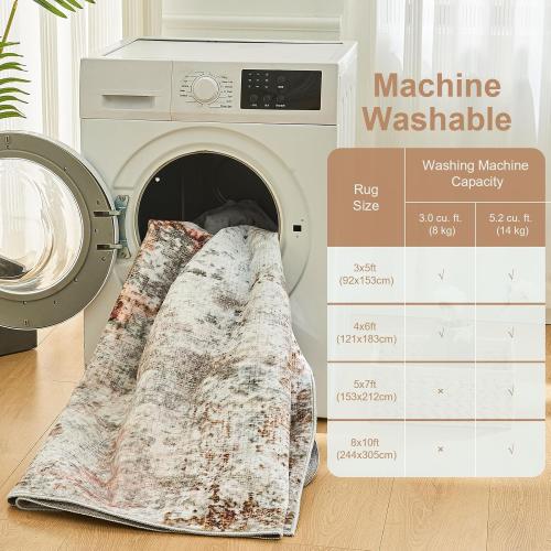 Dintszyayue Small Rugs for Bedroom 3X5 Washable Foldable Thin Neutral Soft Modern Living Room Rug Kitchen Accent Brown