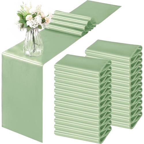 Horbaunal 2 Pack Sage Green Satin Table Runner 12 x 108 Inch