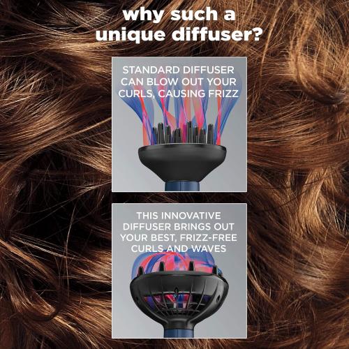 INFINITIPRO BY CONAIR Hair Dryer with Innovative Diffuser | Enhances Curls and Waves while Reducing Frizz | Dark Blue | Packaging May Vary