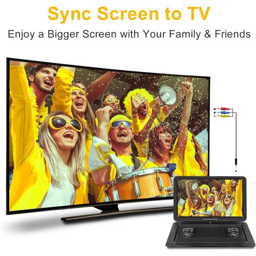 19.6 Portable DVD Player with 17.1 Large HD Screen, 5 Hours Rechargeable Battery, DVD Player Portable with Car Charger, Support USB/SD Card/Sync TV and Multiple Disc Formats, High Volume Speaker