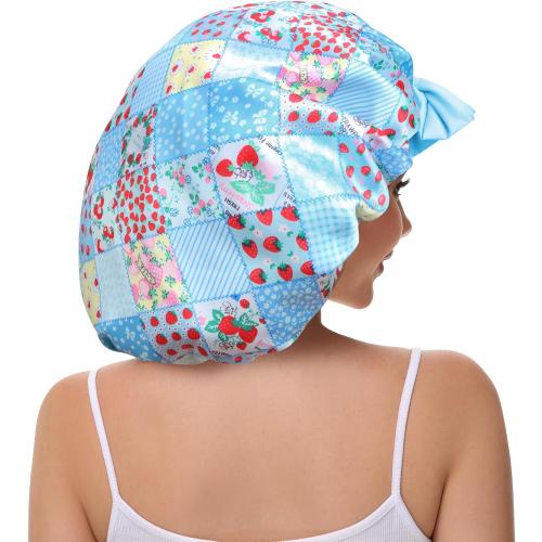Double Layer Silk Bonnet with Tie Satin Lined Sleep Cap Hair Cover for Women's Curly Braids Natural Hair