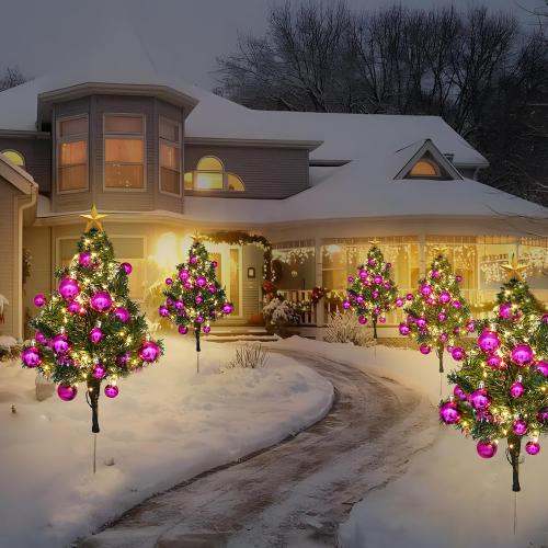 33ct Christmas Ball Ornaments with Lights, Christmas Decorations 8.2 Ft 100 LEDs Globe Ball Lights Outdoor Indoor for Tree urn Filler Flower Nursery Party Garden Yard Gazebo Wedding Decor(Pink)