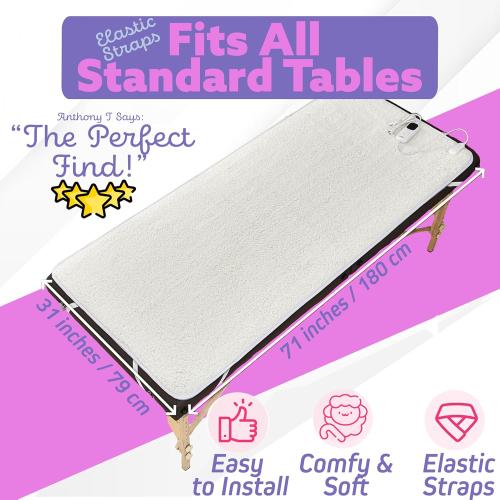 Massage Table Warmer Heating Pad – Heated Massage Table Pad with Adjustable Temperature (104°F-131°F), Auto Shut-Off Timer, Dense Coil Heating, Sherpa Fabric, 71x31 (180x78 cm) Massage Heating Pad