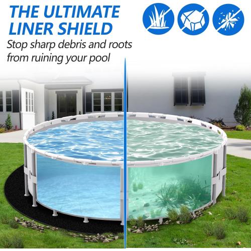 21ft Round Above Ground Pool Pad, 300G/M² (9oz/yz²) Heavy Duty Pool Mats | Seamless Puncture Resistant Under Pool Mat, Professional Ground Protector for Gravel & Concrete, Black