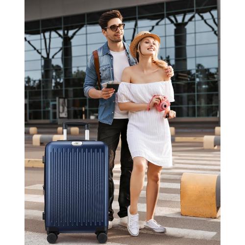 Size Large Color Blue 3 Piece Luggage Sets Expandable, Hardshell Travel Suitcase with Double Spinner Wheels and TSA Lock