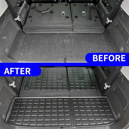 Color Black Rongtaod Cargo Mat Compatible with 2022 2023 2024 2025 Nissan Pathfinder Cargo Liner Trunk Mat TPE All Weather Back Seat Cover Protector Pathfinder Accessories (Trunk Mat with Backrest Mat)
