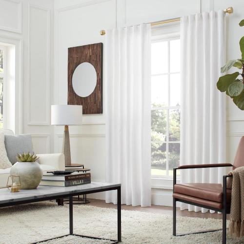 MODE Premium Collection Single Curtain Rod Set with Mod Doorknob Finials - 72 to 144 in, Gold