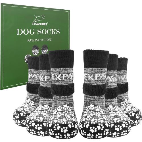 EXPAWLORER 6Pcs Anti-Slip Dog Socks to Prevent Licking Paws,Dog Shoes for Hot Pavement,Dog Booties Traction Control on Hardwood Floor,Boots & Paw Protectors, for Puppy Small Medium Large Senior Dogs