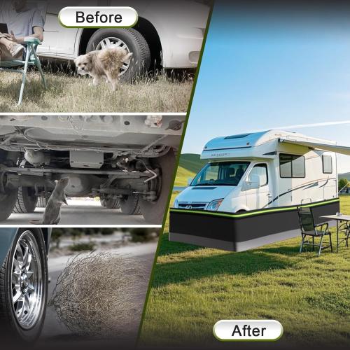 Easy Installation RV Skirting, Travel Wheel Skirt for Mobile Home Exterior, PVC with Tightly Metal Plates, Convenient Storage Wheel Rv Cover for Garden,Outdoor, Yard (Black, 2.6 x52.5ft)