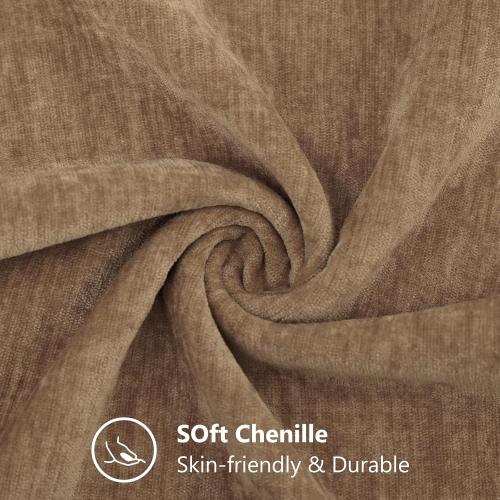 decorUhome Soft Chenille Brown Throw Pillow Covers 20X20 Set of 2