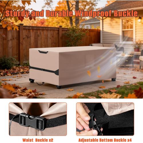 Rectangular Patio Table Cover, Waterproof, Khaki | Kovshuiwe Garden Furniture Covers for Shade and Rain Protection Fits Outdoor Dining Table and Chairs Furniture