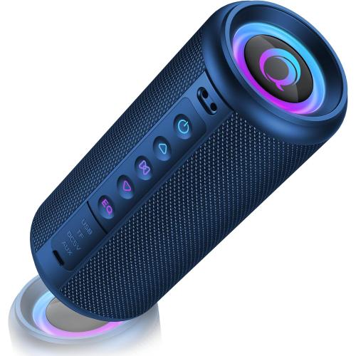 Portable Bluetooth Speaker, 2026 Bluetooth 5.4 Wireless Speaker with 20W HD Loud Stereo Sound, 20H Playtime, LED Lights, IP7, TWS Pairing, Built-in Mic, for Outdoor, Home, Beach, Party, Gift, Blue