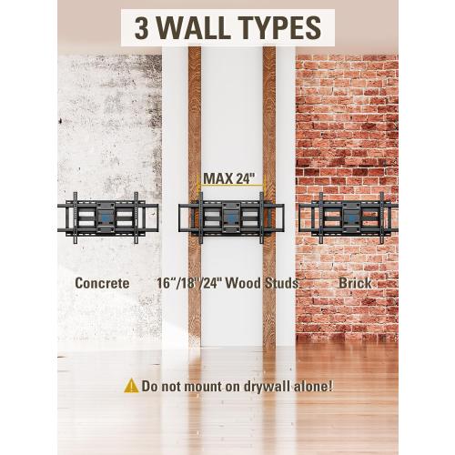 Mounting Dream TV Wall Mount TV Bracket for Most 42-90 Inch TV, Pre-Assembled Full Motion TV Mount with Articulating Arms, Max VESA 800x400mm 132 lbs. Loading, Fits 16, 18, 24 Studs, MD2298-XL