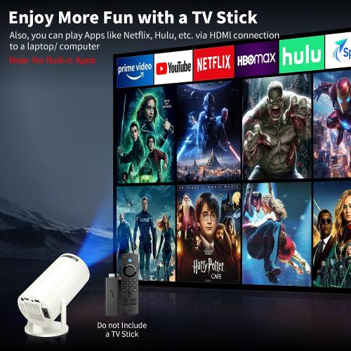 Mini Projector Portable Proyector 4K Support, Native 720P Small Projector with 270° Rotatable Stand, Compatible with TV Stick/Smartphone/HDMI/USB for Bedroom/ Outdoor Camping (No WiFi or Bluetooth)