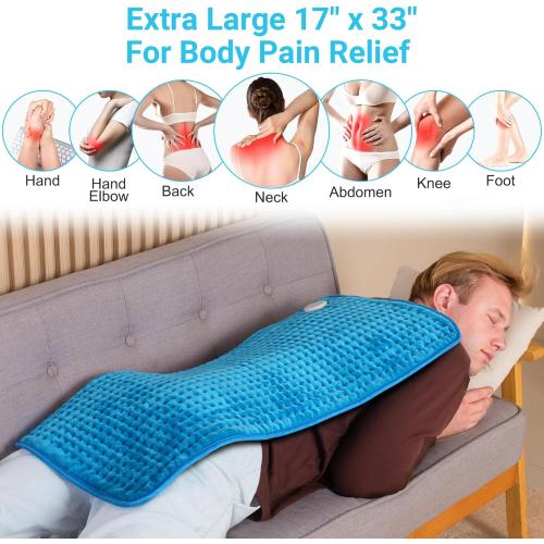 Boileau Electric Heating Pad for Back Pain Relief, Extra Large 17x33 XXXL | Ultra Soft, FSA, HSA 3 Heating Sets Heat Pad & Auto Shut Off for Period Cramps,Neck,Shoulder,Full Body, Gifts for Women Men