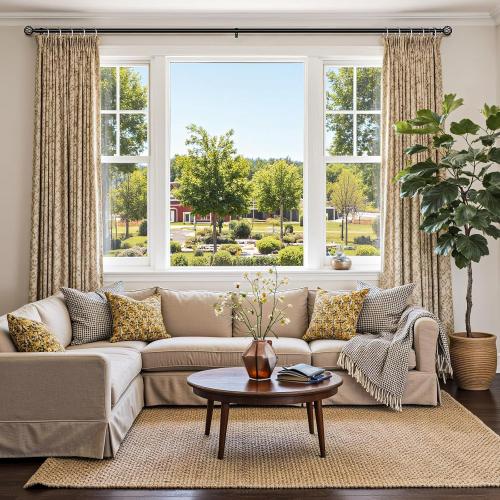 Curtain Rods for Windows 48-90 Inch(4-7.5Ft), Matte Black Decorative Curtain Rod Adjustable, Heavy Duty 1 Inch Drapery Rod for Living Room Bedroom Kitchen