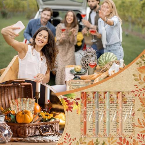 24 Sets Thanksgiving Gifts Bulk Thanksgiving Party Favors Fall Ballpoint Pen Autumn Greeting Thank You Poem Cards Motivational Fall Gifts for Coworkers Employee Teacher Women Friends