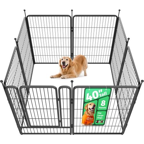 FXW Rollick Unleashed Dog Playpen for Indoor, Yard, RV Camping, 40 inch 8 Panels for Medium and Large Dogs, Black│Patented