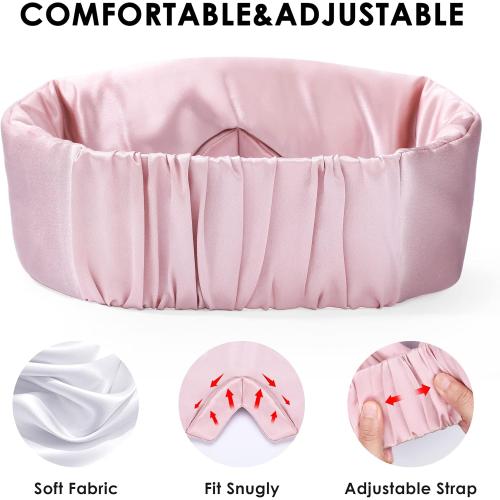 FRESHME 100% Mulberry Silk Sleep Mask Blackout Eye Mask Blindfold for Men Women with Elastic Strap, Cute Gorgeous Pink Soft and Comfortable Perfect Eye Shade Cover for Sleep Travel Nap Yoga and Work…