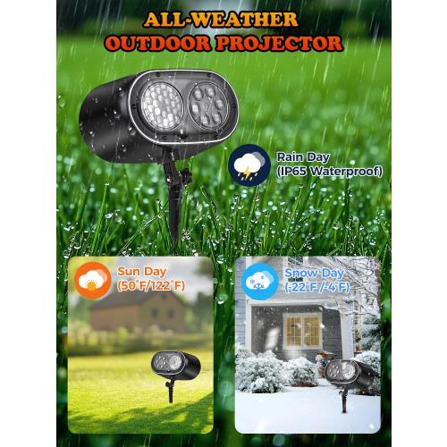 2025 Upgrade No Slides Christmas Projector Lights Outdoor, Holiday Projector Lights with 12 Dynamic Patterns & 7 LED Colors, Remote, Timer, IP65 Waterproof for Xmas Party Garden Yard Decor (Black)