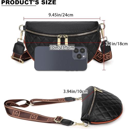 Eslcorri Small Crossbody Sling Bag for Women Trendy - Fanny Packs Leather Chest Belt Bum Bag Anti Theft Purse for Travel