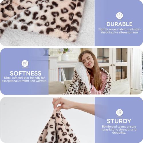 Heated Blanket Electric Blanket Twin Size 62x84 Fast Heating Electric Blanket with 12 Hours Auto-Off and 6 Heating Settings Overheat Protection Cozy Soft Faux Fur Heated Throw Blanket ETL, Leopard