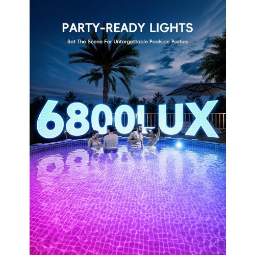 POOLHACKER Solar Pool Lights Only for Steel Wall Above Ground Pool【Original】, 10-Color 4-Mode LED Pool Lights, Underwater Swimming Pool Lighting with Timer Off, Remote, 1 Pack