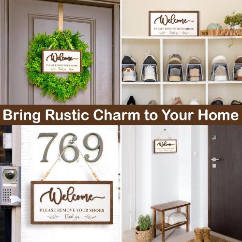 Welcome Please Remove Your Shoes Sign - Please Take Your Shoes Off Sign for Front Door, No Shoe Signs for House, Take Off Your Shoe Signs for home