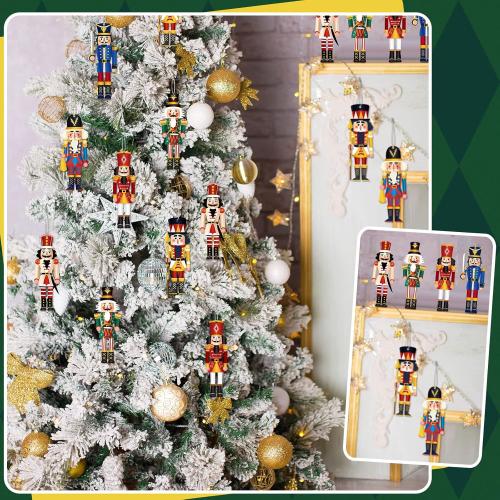 Macarrie 48 Pcs Christmas Nutcrackers Ornaments Wooden Hanging Decorations Miniature Nutcracker Figures Xmas Holiday Party Decor King and Soldier for Christmas Tree(Cute)