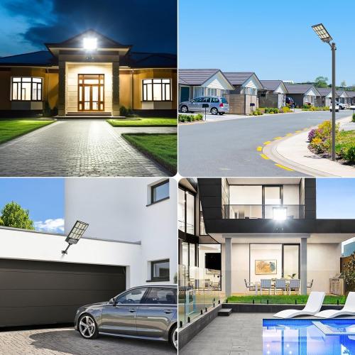 Solar Street Lights Outdoor Waterproof,48000LM 320°Wide Angle Flood Light, LED Solar Parking Light with Motion Sensor and Remote Control for Outdoor, Streets, Courtyards,Parking Garages,2Pack