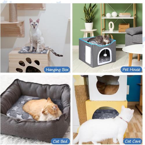 VitalCozy 2 Pack Self Warming Cat Mat Self Heating Pad Bed Reversible Machine Washable Reflects Body Heat Warm Thermal Pet Pad Crate Blanket for Feral and Indoor Cat (Star,17'' X 17'')