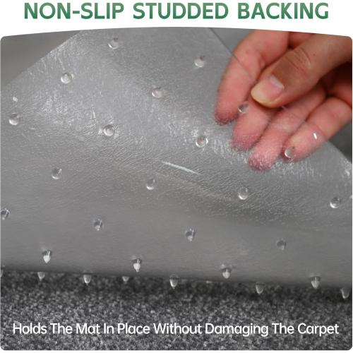 Office Chair Mat for Carpet - Clear Thick Desk Chair Mat for Carpet Plastic Floor Mats for Rolling Work and Gaming Chairs with Studs for Low Pile, Flat and No Carpeted Floors