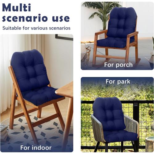 2 pieces Size Small Color Blue Indoor Outdoor Chair Cushions for Rocking Chair Proch Rocker Wicker Patio Seat Pads Reversible,Waterproof Patio Cushion 2 Piece Navy Blue,