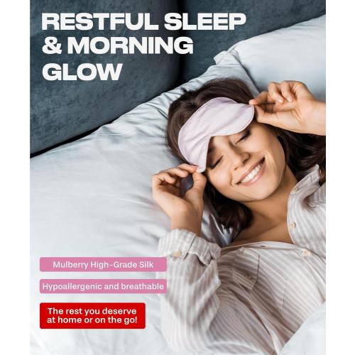 Pack of 2 Color beige and blue Silk Sleep Mask for Women and Men - Silk Eye Mask for Sleeping, Blindfold, Eye Covers, Pack of 2