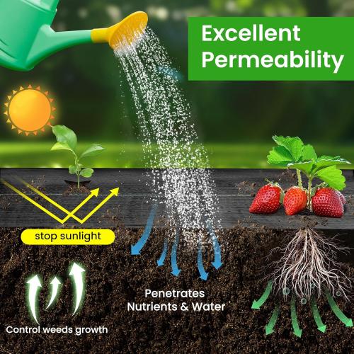 Weed Barrier Fabric, 4x300ft Landscape Fabric, 3.2oz Heavy Duty Durable Woven Geotextile Fabric, High Permeability Ground Cover Mat, Driveway Fabric, Garden Weed Control Cloth with 20 U-Securing Pegs