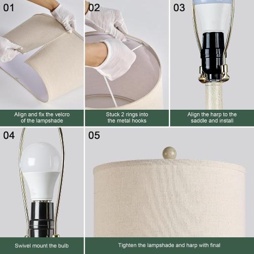 28 Table Lamps for Living Room Set of 2, Farmhouse Lamps for Bedroom with USB A C Charging Ports, Touch Lamps for Nightstand, 2 Bulbs Included