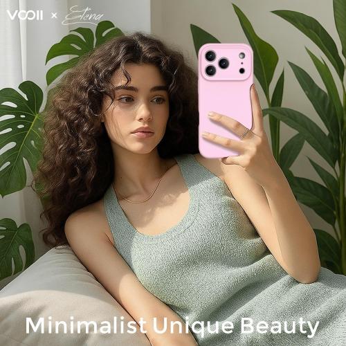 Vooii Magnetic for iPhone 17 Pro Max Case, Compatible with Magsafe (Premium Liquid Silicone) (Integrated Camera Control Button) Full Body Protective Anti-Scratch Microfiber Lining 6.9 inch, Chalk Pink