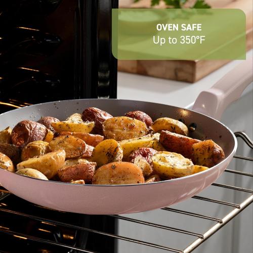T-Fal Refresh Ceramic Nonstick Frying Pan 3-Pc Set, 8 & 10, Oven Broiler Safe up to 350°F Cookware, Ceramic Frying Pan Skillet, Pots & Pans, Grey
