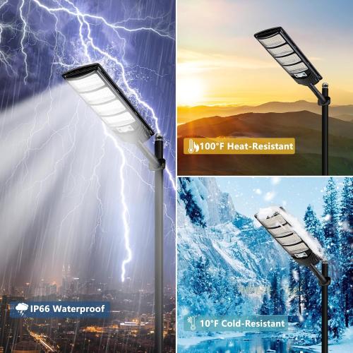 Viruhaka Solar Outdoor Lights,448LEDs Street Lights with 20000LM Hight Brightness, IP66 Waterproof Security Flood Light, Dusk to Dawn Solar Street Lights,for Exterior Wall, Patio, Yard, Deck, Garden